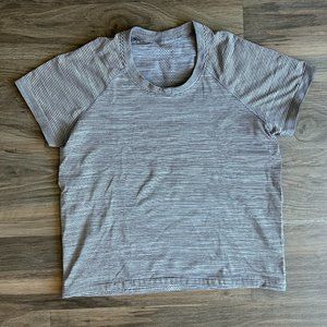 Lululemon Swiftly Tech Short Sleeve Shirt - Women 10 - Black & White Stripe